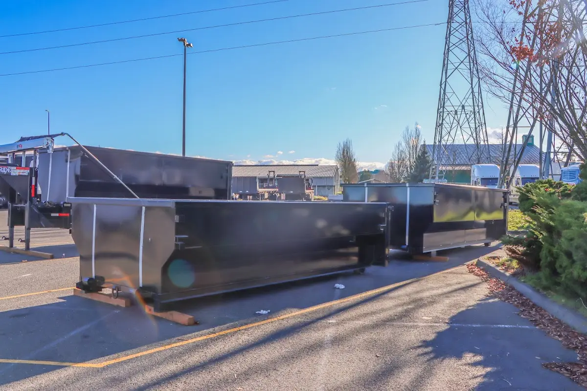 Roll-off dumpster ready for waste disposal at job site for Roll Off Dumpster Rental in Auburn